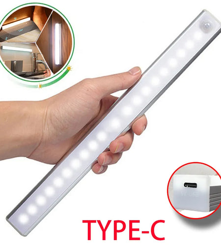 Motion Sensor Light Wireless LED Night Light Type C Rechargeable Light Cabinet Wardrobe Lamp Staircase Backlight For Kitchen LED