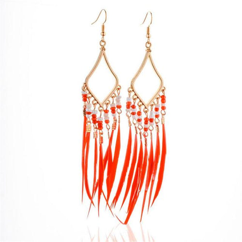 Load image into Gallery viewer, Tassels Feather Earrings
